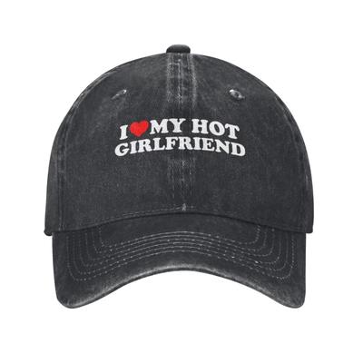 Ik Hou Van Mijn Hete Vriendin Gewassen Katoenen Pet Verstelbaar Casual Unisex Buiten Sport Pet