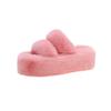 Thick bottom heightening fluffy slippers women's outer wear 2025 new autumn and winter fashion muffin plush one-word cotton mop