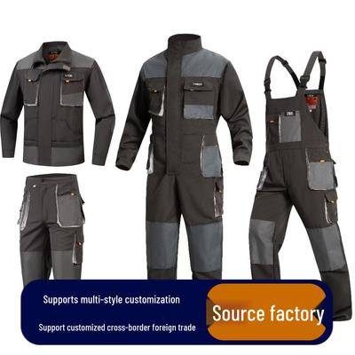 Herr långärmad arbetsjumpsuit med flera fickor, slitstark för vår och höst