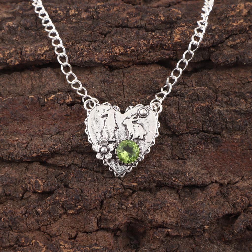 Bijuterii din piatră prețioasă cu pandantiv peridot, pandantiv din argint solid 925, bijuterii realizate manual pandantiv din piatră de naștere, cadou pentru el