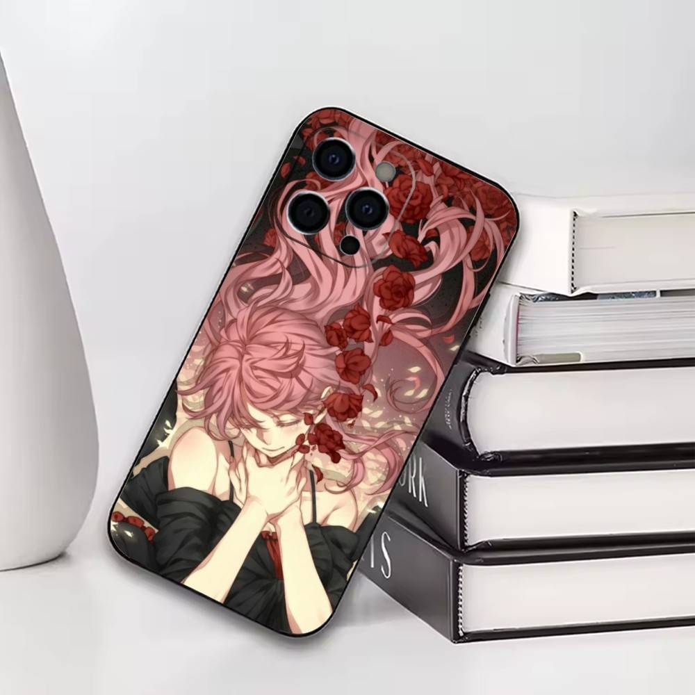 

Yuno Gasai Phone Case For iPhone17,16,15,14,13,12,11 Plus,Pro Soft Silicone Black Case iPhone17promax