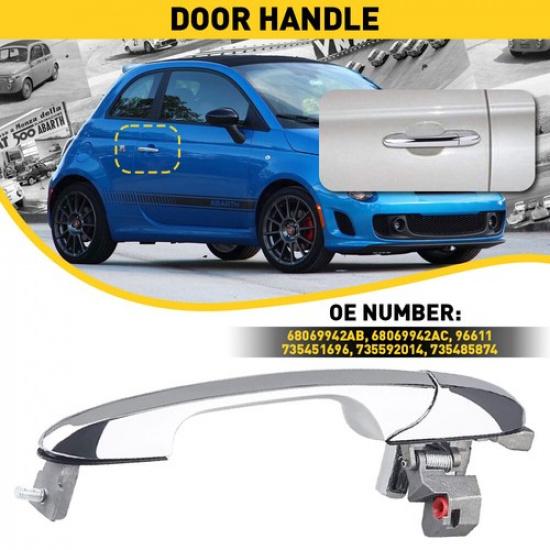 for Fiat 500 Door Handle Front Passenger Right Chrome Side RH Hand 68069942AC