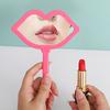 1Pc Handheld Makeup Mirror Lip Shape Makeup Vanity Mirror With Handle Hand Mirror Salon Compact Mirrors Cosmetic Mirror For Women