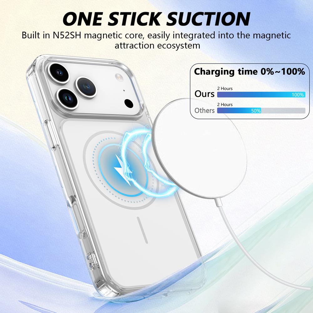 KEYSION Strong Magnetic Phone Case for MagSafe for iPhone 13 14 15 16 17 Pro Max 17 Air 16 Plus TPU+PC Shockproof Wireless Charging Phone Cover