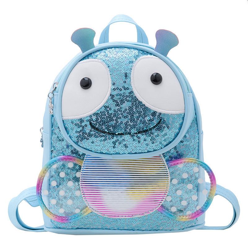 Adorable Cartoon Princess Sequin Backpack For Kids Modern Chic Breathable Design Blue