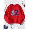 Kids Floral Six Seven 67 Print Sweatshirt Unisex Boys Girls Blue Flower Crewneck Long Sleeve Pullover Black Casual Children Streetwear Sweat Top