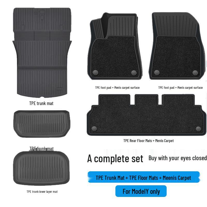 Custom TPE Floor and Trunk Mats for Tesla Model 3 & Y