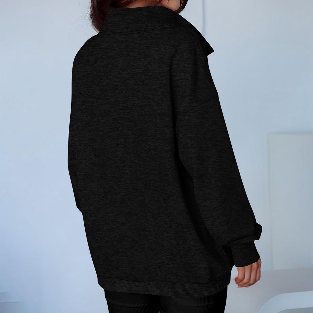 Women's Fashionable Long-sleeved Pullover And Solid-color Sweatshirt