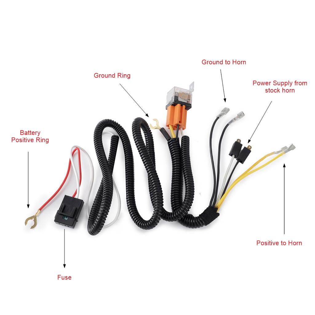 12V 40A Horn Cable Relay For Grille Mount Blast Tone Horns Motorcycle Horn Wire Wiring Harness Kit Car Truck Relay Fuse