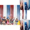 Vibrant Red White And Blue Independence Day Streamer Curtains For Festive Home Decor