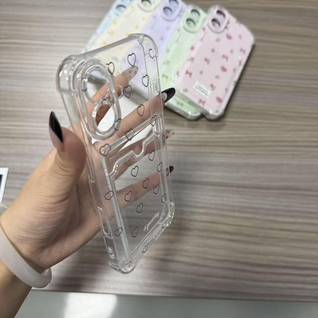 Colorful Heart Phone Case with Card Holder for Apple 17 Pro Max