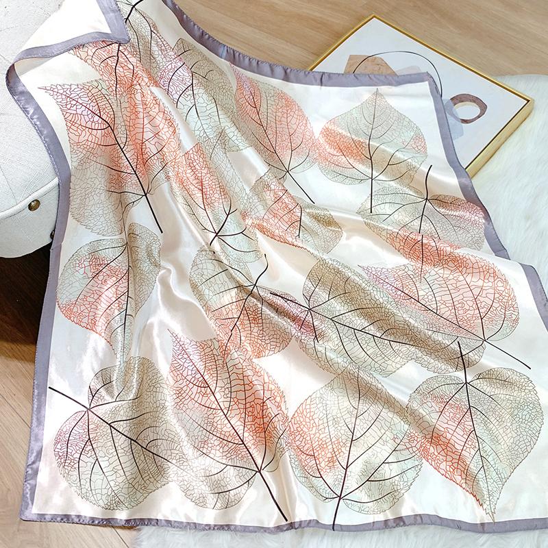 Luxury Brand Foulard Neckerchief Shawl Wraps Print Silk Satin Scarf Square Women Muslim Hijab Elegant Headband Bandana