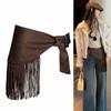 Versatile Vintage Tassel Waist Belt Solid Color Cowboy Style Dress Belt Triangle Fringe Waistband for Women