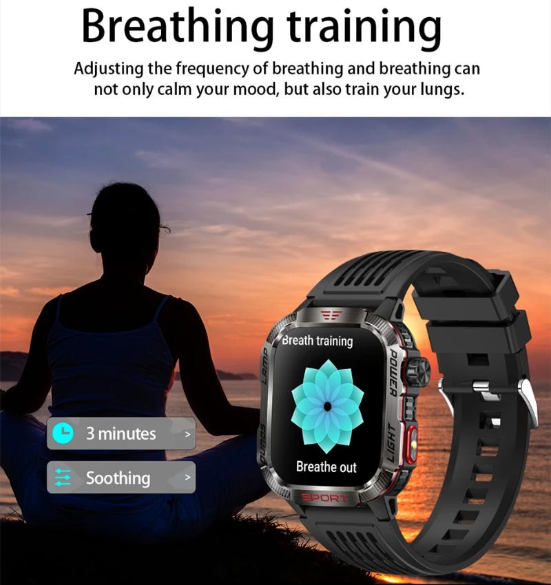 2025 Neue Militär-GPS-Smartwatch Herren Taschenlampe Kompass Wasserdicht Outdoor-Sport-Tracker Bluetooth-Anruf Smartwatch