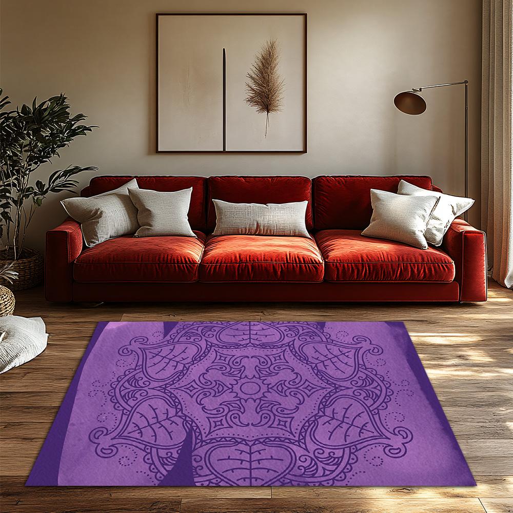 Elegant Purple Area Rug Modern Abstract Geometric Carpet Living Room Floor Mat Home Decor Non-Slip Washable Floor Covering