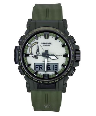 Pro Trek Analogico Digitale Cinturino in Resina Bio-Based Quadrante Bianco Solare PRW-61LD-3 100M Orologio da Uomo