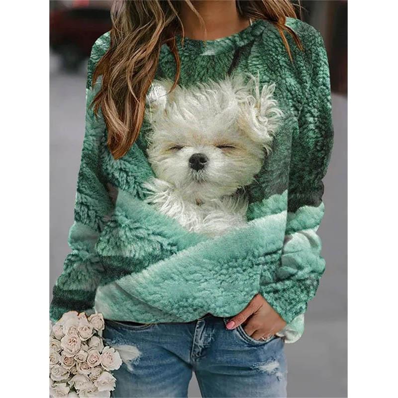 Kawaii Animal Cute Cat Floral 3D Print Sweatshirts Women Streetwear Oversized Pullovers Tops Woman Clothing