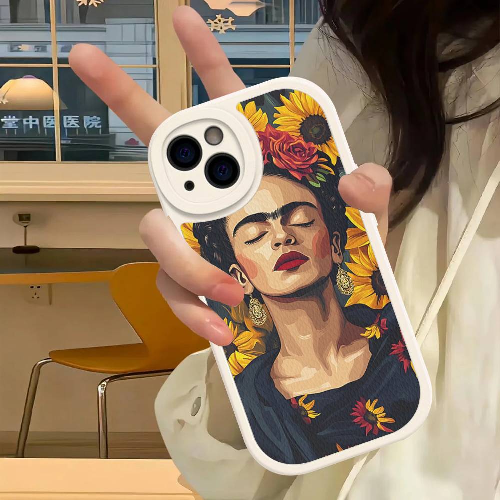 Fashion F-Frida K-KahlosS Leather Phone Case For IPhone 16 15 14 13 11 12 Pro Max Mini Plus Back Cover