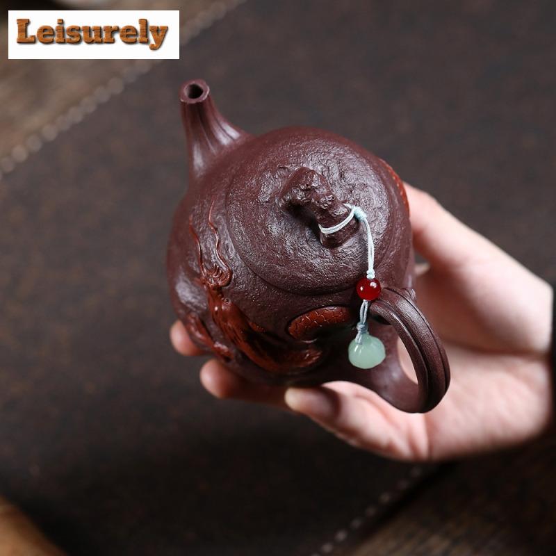 270ml Yixing Purple Clay Teapots Handmade Dragon High Scoop Pot Raw Ore Di Chao Qing Mud Tea Soaking Kettle Zisha Tea Set Craft