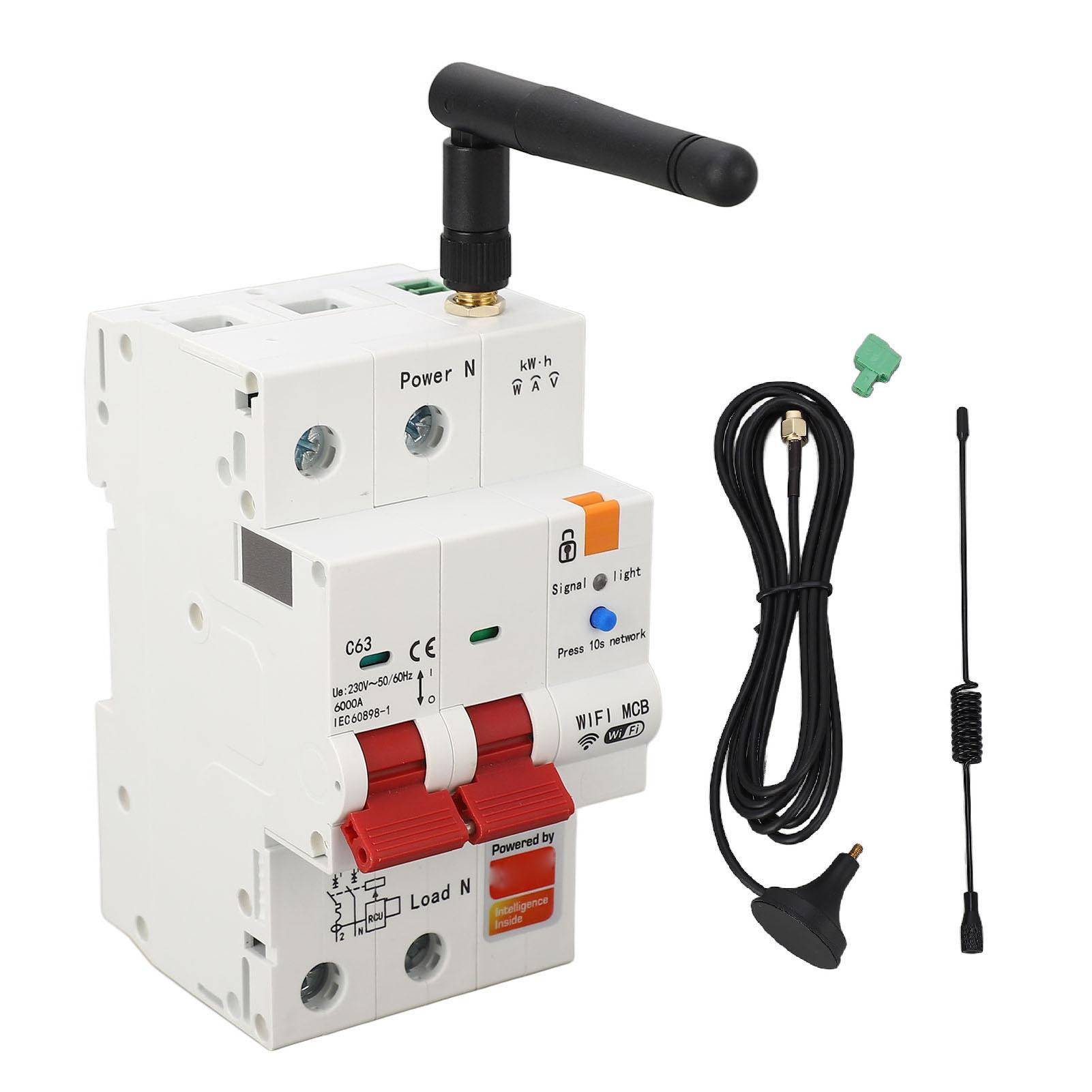 

Автоматичний вимикач WiFi 2P Дистанційний перемикач з керуванням через додаток для смартфона для Tuya та RS485 AC230V 5060HZ 63A