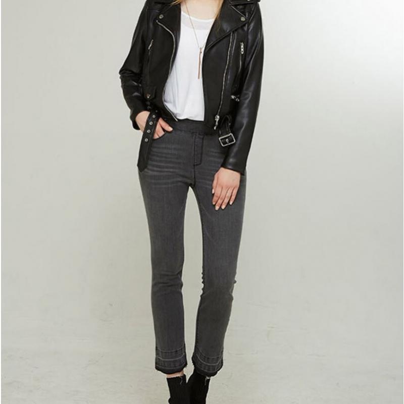 Baiyu Women Washed Banding Denim Pants Dwlw