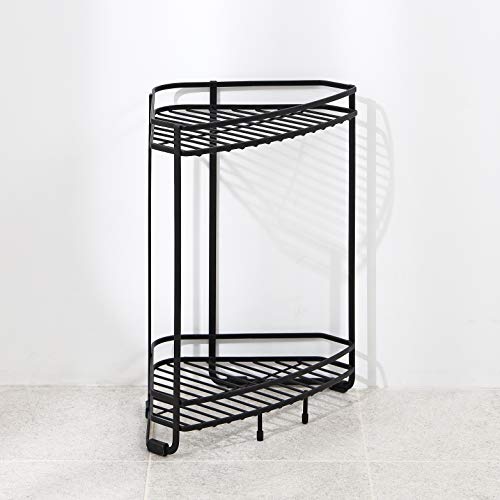 [Online Exclusive] BLKP. Pearl Metal 2-Tier Corner Stand for Bathroom Storage, Limited Edition, Black, BLKP, AZ-5077