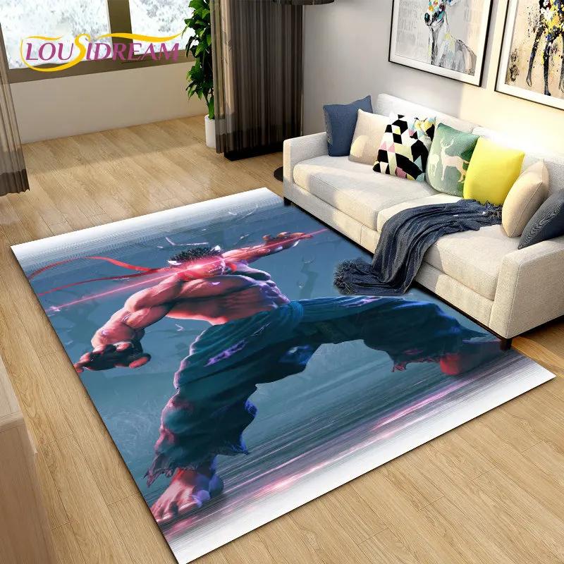 Street Fighter Retro Game Gamer Area Rug,Carpet Rug for Living Room Bedroom Sofa Doormat Decoration, Kid Play Non-slip Floor Mat