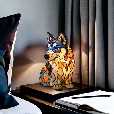 Lampe de bureau vintage en résine motif chiot, corgi et carlin, veilleuse à LED pour chambre à coucher, salon, bureau
