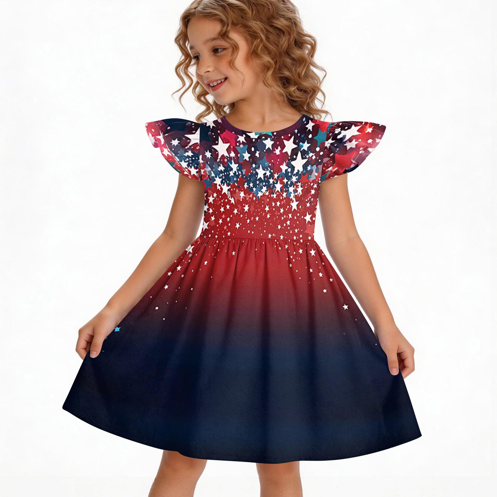 Girls  Summer Princess Dress - A-Line Casual Print Dress 160