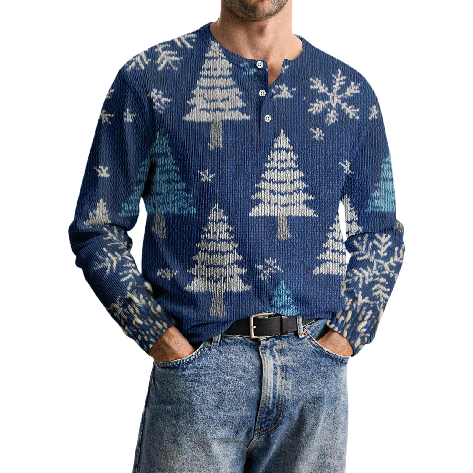 

Мужская повседневная трикотажная рубашка на пуговицах с длинным рукавом M