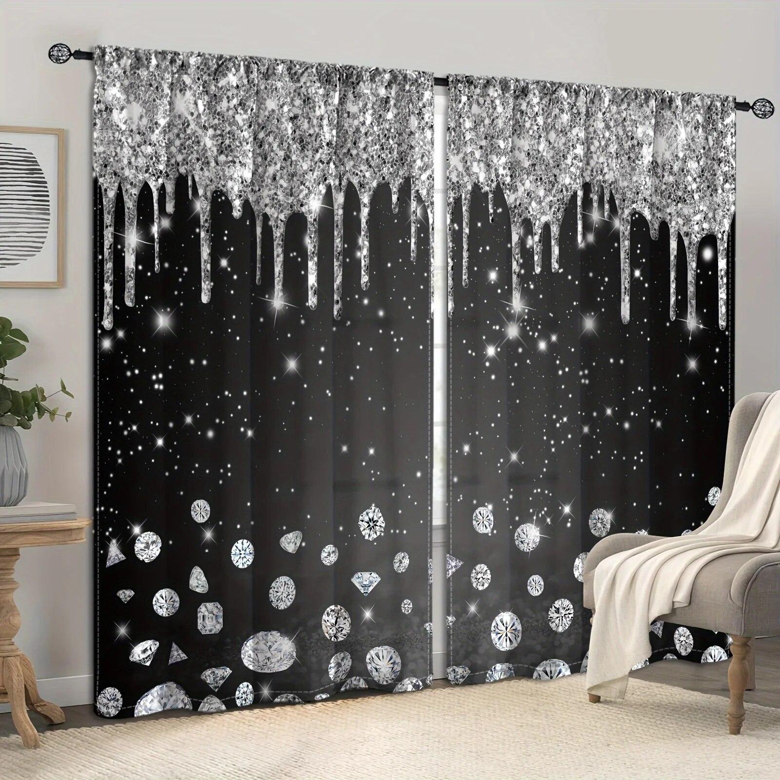 

2 шт., карниз для штор с разноцветным принтом, карман, современный стиль, украшение, фильтр с принтом, светильник для кухни, гостиной, офиса, спальни, дома W50xH130(CM)x2PCS-Rod pocket