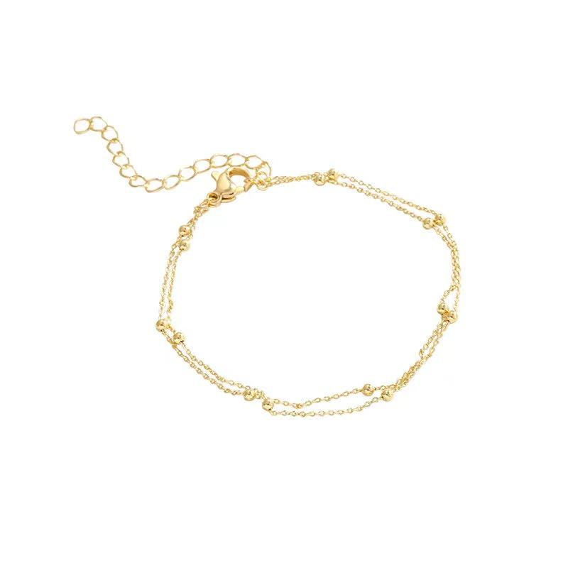 Hong Kong Style Double-Layer Bead Bracelet for Women: Fashionable, Niche, Light Luxury, Trendy, Versatile, Simple Jewelry.
