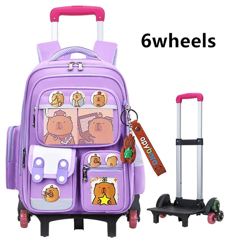 Kinderen Trolleyrugzak wielen Student Hoge capaciteit Schooltassen Rollende schooltassen kinderen Trolley boekentas school wieltas