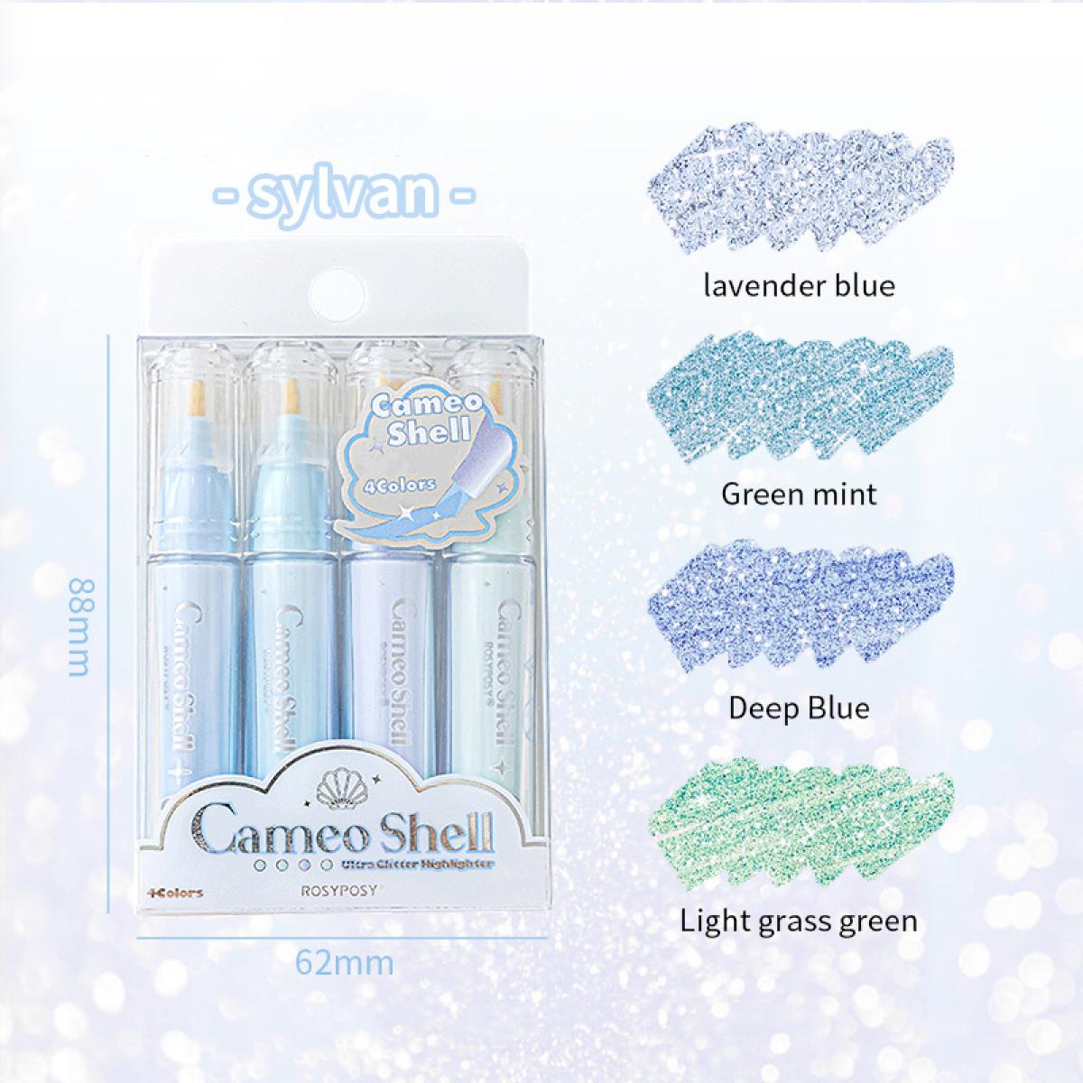 

4 Pc/Collection Clear Color Burst Mother-of-pearl Highlighter Collection Multicolor Marker Pen Creative DIY Student Supplies Stationery