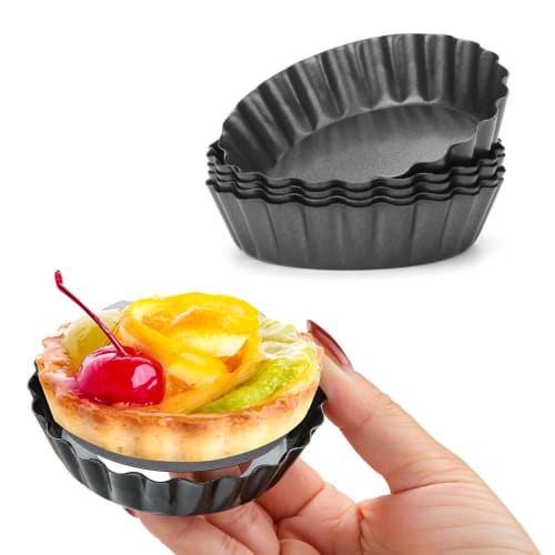 Cyimi Egg Tart Pans, 6-Piece 3-Inch Mini Tart Pans with Removable Bottoms, Cupcake Cake Pans, Muffin Pans, Baking Tools, Reusable Quiche Bakeware, Car