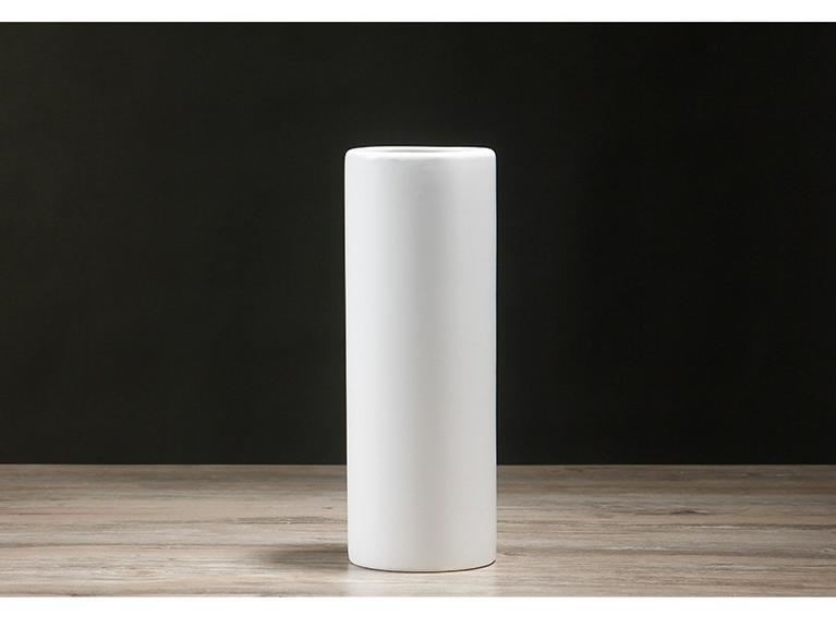 Nordische Weiße Matte Keramik Zylindrische Vase - Minimalistische Heimdeko für Frische/Trockenblumen