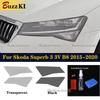 For Skoda Superb 3 3V 2015 2016 2017 2018   Accessories Car Headlight Protective Film Transparent Black TPU Sticker