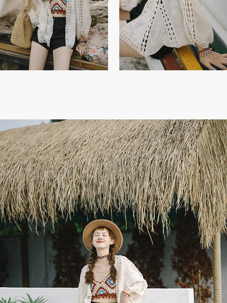 Meng De Ma Bohemisk ihålig kofta med fladdermusärm