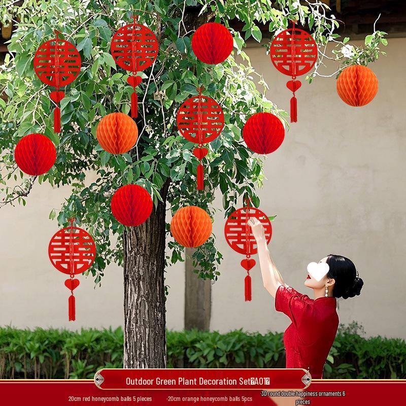 Rustic Tree Lantern Pendants: Outdoor Greenery Decor & Wedding Ornaments Collection