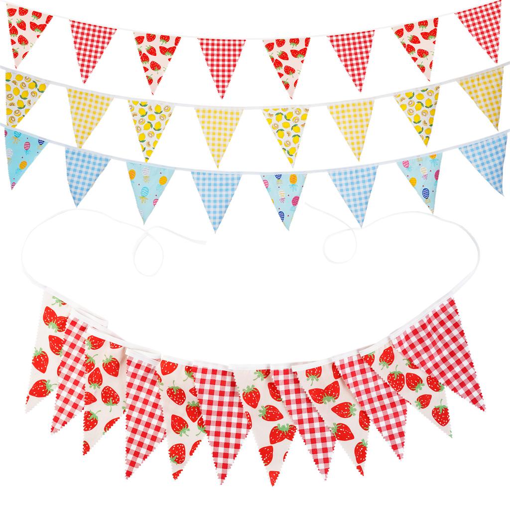 12Pcs 3.2M Long Wedding Banner Fabric Pennant Flags Wedding Hanging Decorations For Holiday Party Indoor and Outdoor
