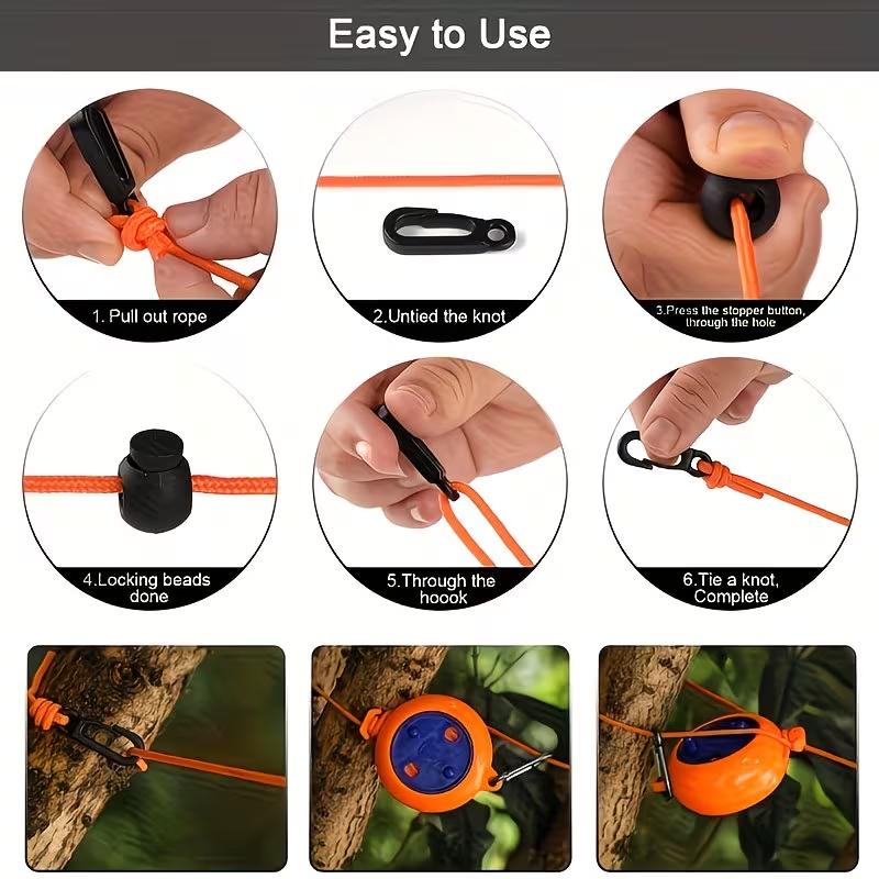 Portable Travel Clothesline Adjustable Laundry Rope Windproof Non Slip Clothes Drying Line for Camping Outdoor Indoor Use