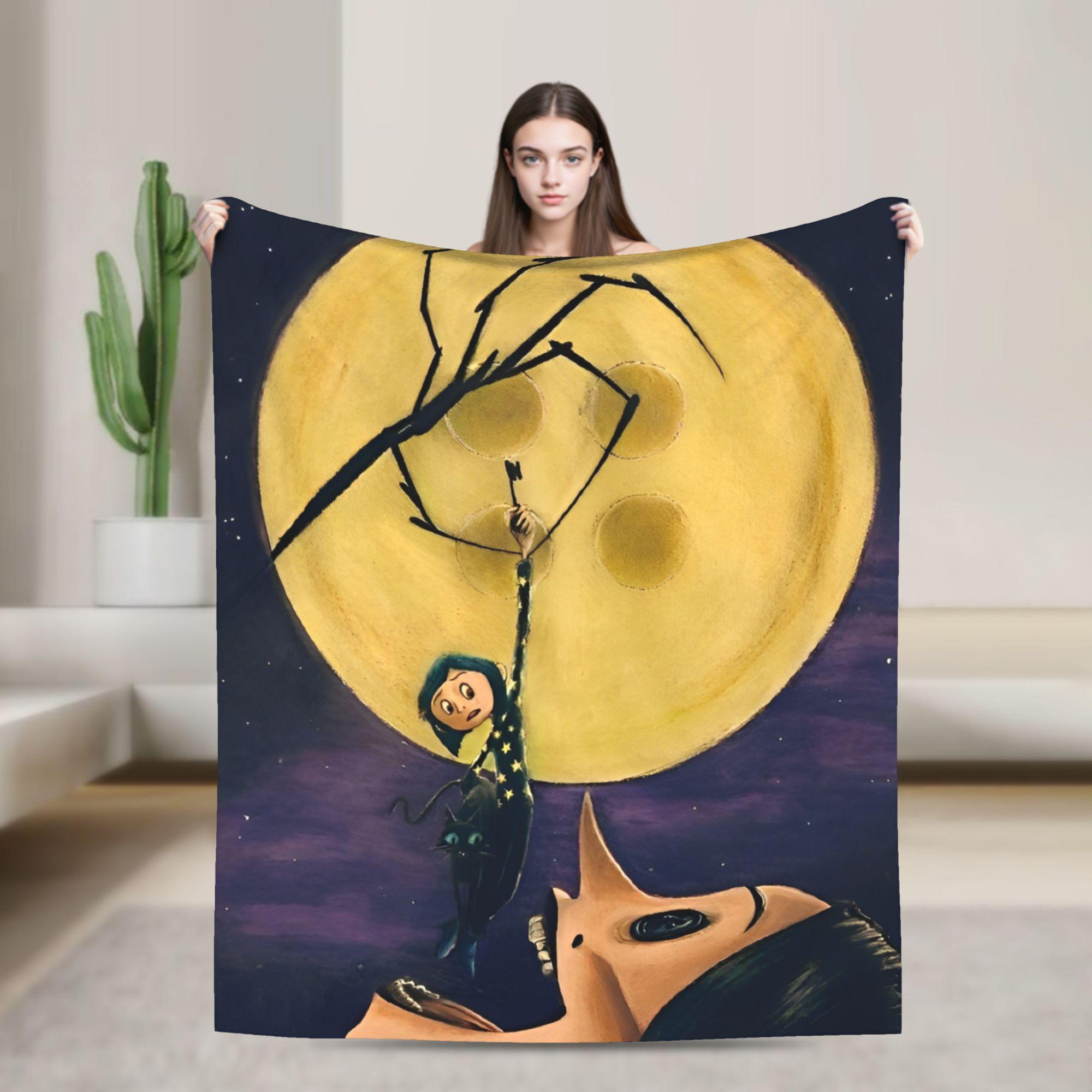 Coraline Kuscheldecke Kinder Flanell Überwurfdecke für Sofa Sessel Warm Weich Benutzerdefiniert DIY Qualität Tagesdecke Geburtstagsgeschenk 75x90cm