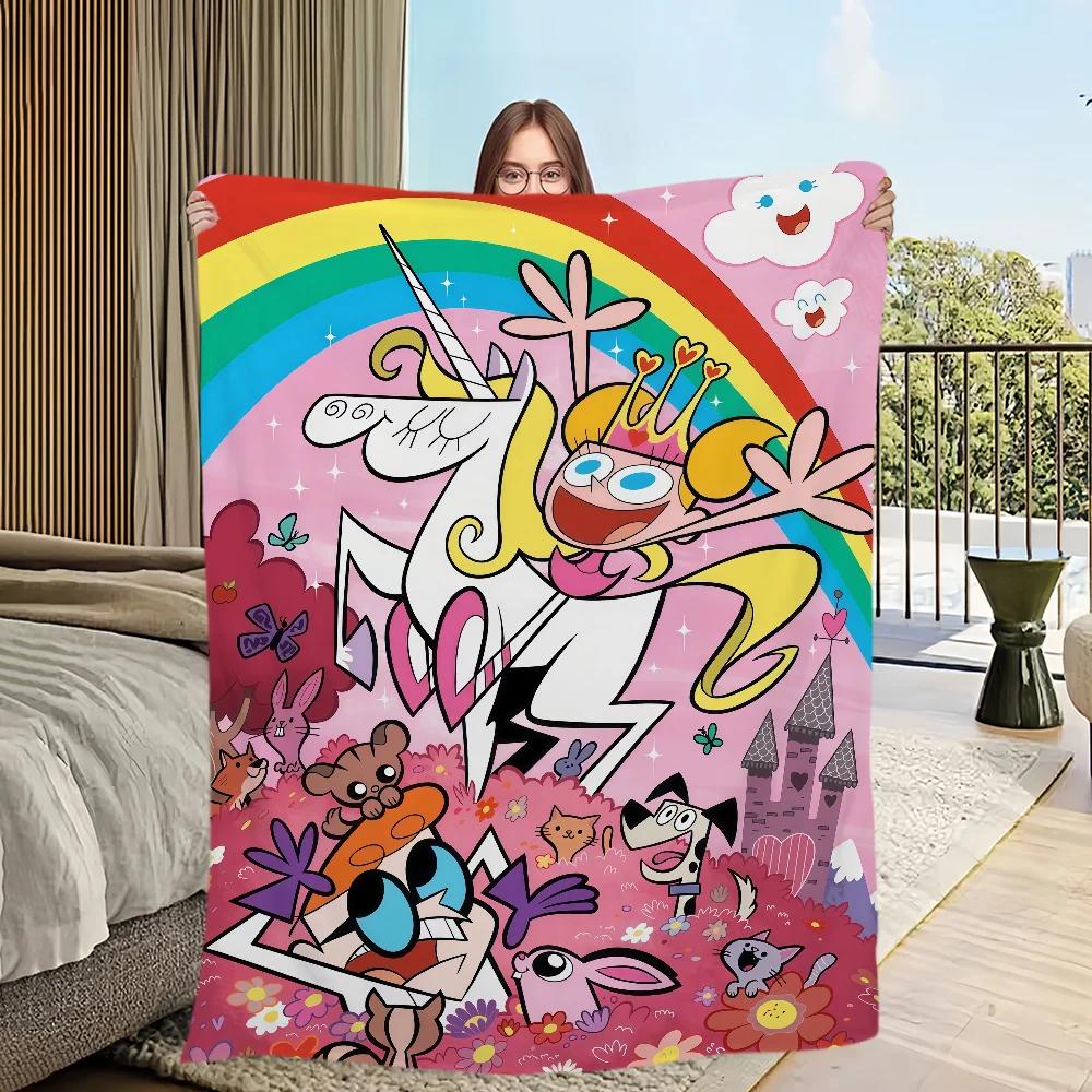 

Funny Cartoon Dexters Laboratory Flannel Soft Plush Warm Comfort Blanket for Sofa Living Room Office Bedroom Travel Gift 100cmx150cm