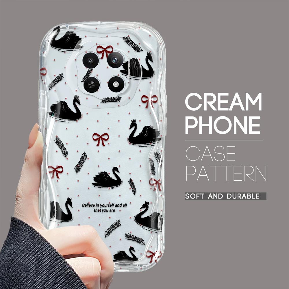 Cartoon Pattern Cream Texture Casing Wavy Edge Soft Silicone Cover Phone Case for OPPO Reno Realme OnePlus Vivo