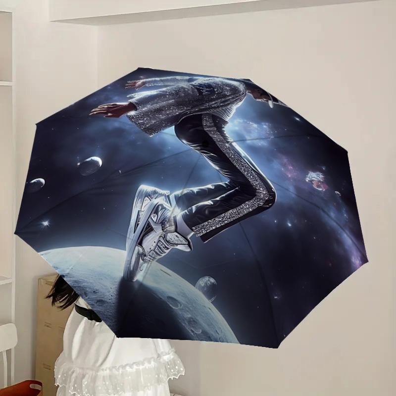 1pc Space Dancer Michael Jackson Automatic Folding Umbrella, Portable Collapsible Design, Casual Outdoor Accessory L1202021