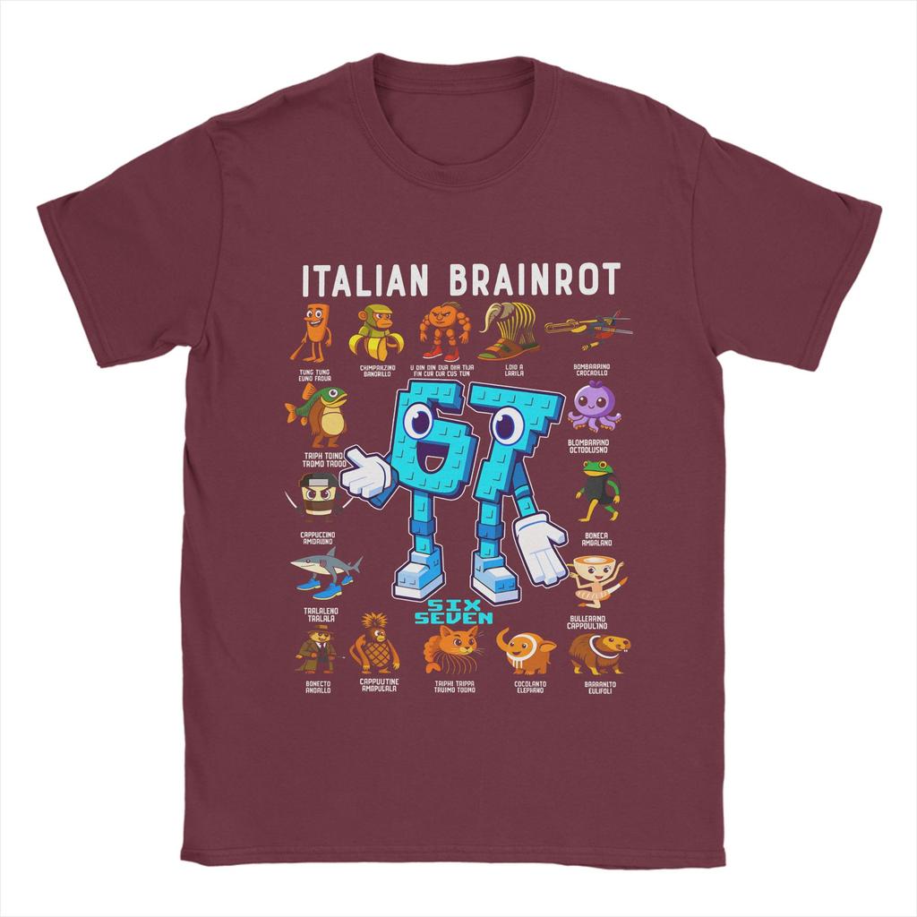 Italian Brainrot 67 100 Cotton T Shirt For Man Summer Vintage T Shirts O Neck Fashion Tee Shirt Oversized Casual Clothes