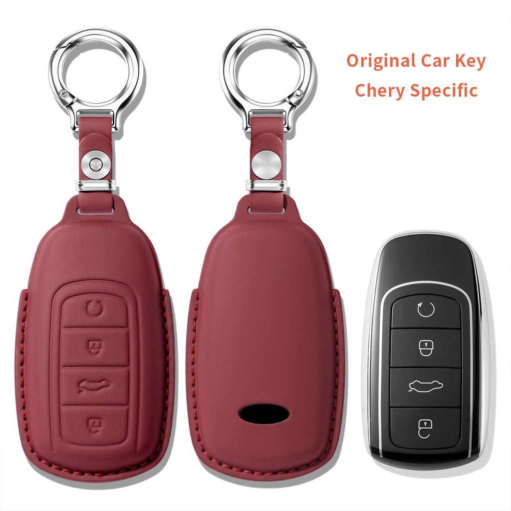 Car Key Protective Case for Chery Tiggo 9 Premium Leather Non-Slip & Wear-Resistant Car Keychain Car Key Cover