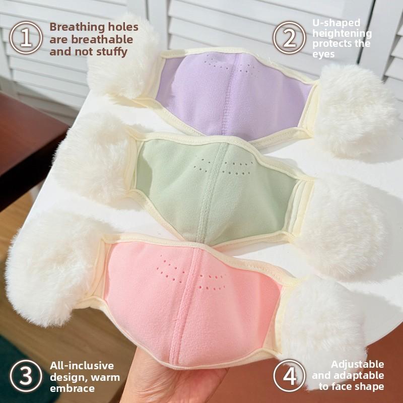 Children's Ear Protection Mask, Autumn and Winter Warm Face Mask, Children's Two-in-one Ear Protection Mask with Fleece Windproof Face Mask