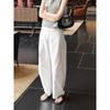 White Casual Pants for Women, 2026 Summer New Style, Simple and Fashionable, Trendy, Versatile, American-Style, Unique Straight-Leg Wide-Leg Pants