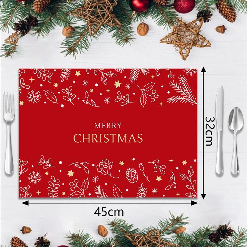 Durable Heat-Resistant Faux Linen Christmas Table Placemat